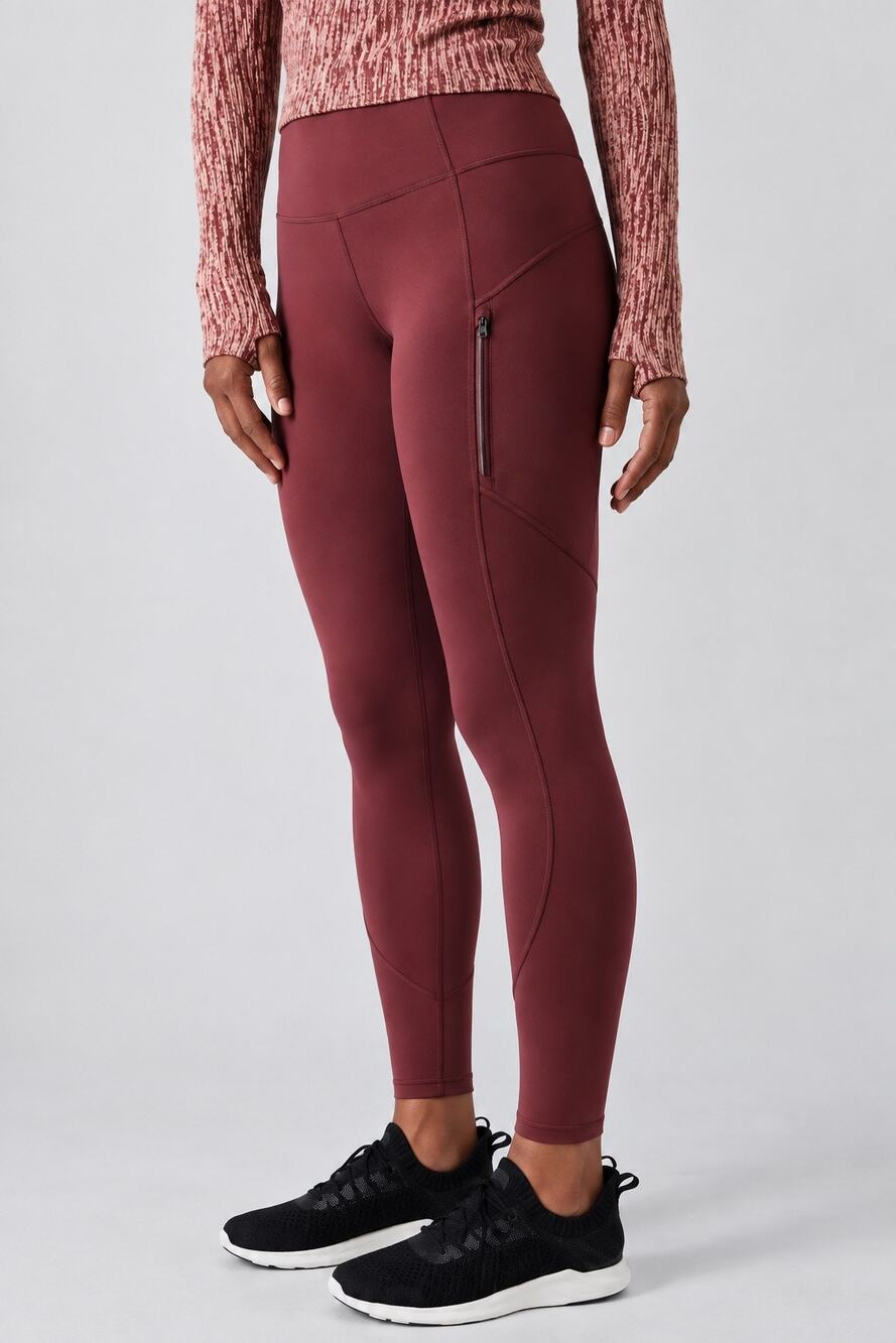 Athleta Women’s Rainier Tight Fleece Lined Leggings Burgundy Small